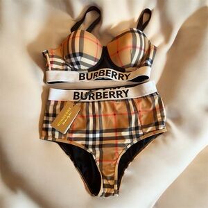 Burberry Plaid Logo Bikini Set